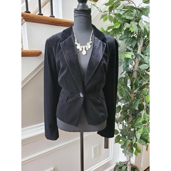 Daisy Fuentes Jackets & Blazers - Daisy Fuentes Women's Black Polyester Long Sleeve One Buttons Fitted Blazer XL